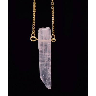 Collier Pendentif en Pierre de Quartz rose Brute