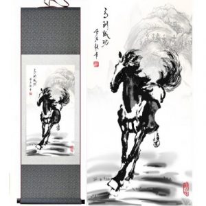 Kakemono Cheval noir Galopant