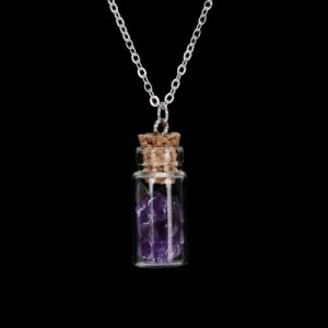 Collier Pendentif Bouteille en Améthyste