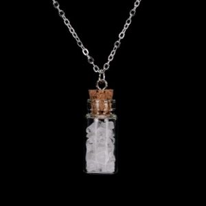 Collier Pendentif Bouteille en Cristal de Roche