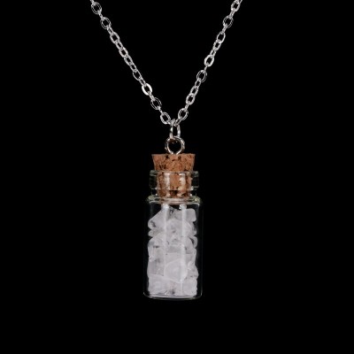 Collier Pendentif Bouteille en Cristal de Roche