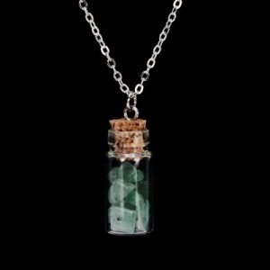 Collier Pendentif  Bouteille en Aventurine verte