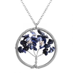 Collier Pendentif Arbre Céleste en Sodalite