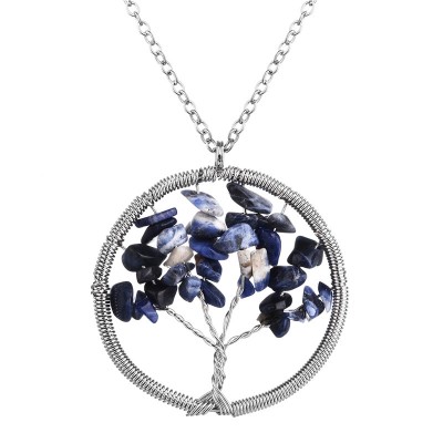 Collier Pendentif Arbre Céleste en Sodalite