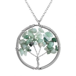 Collier Pendentif Arbre Céleste en Aventurine verte