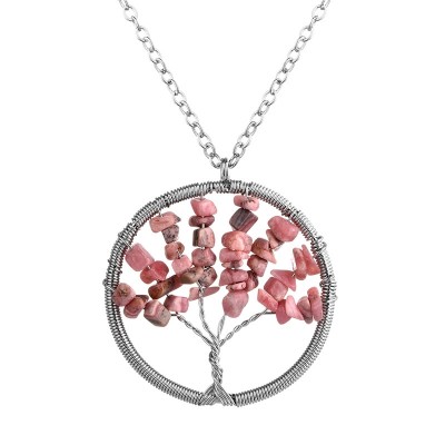 Collier Pendentif Arbre Céleste en Jaspe rose