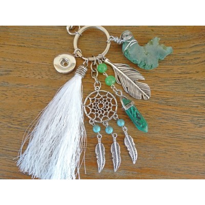 Porte Clés Attrape Rêves et Prisme en Malachite – Image 2