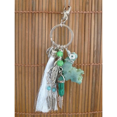 Porte Clés Attrape Rêves et Prisme en Malachite – Image 3