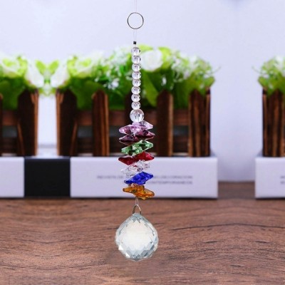 Suspension Cristal à Facettes blanc 30mm Cascade multicolore