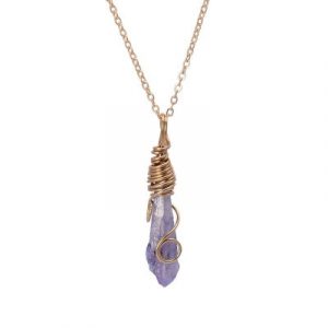 Collier Pendentif Stalactite en Améthyste brute
