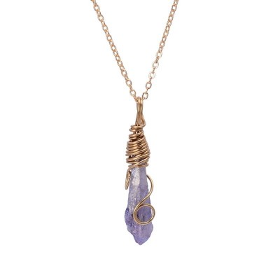 Collier Pendentif Stalactite en Améthyste brute