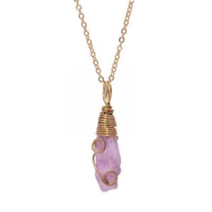 Collier Pendentif Stalactite en Quartz rose brute