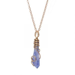 Collier Pendentif Stalactite en Calcédoine bleue