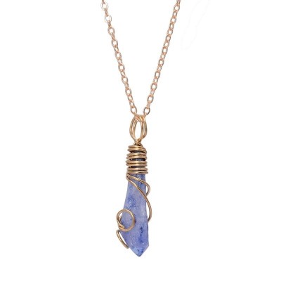 Collier Pendentif Stalactite en Calcédoine bleue