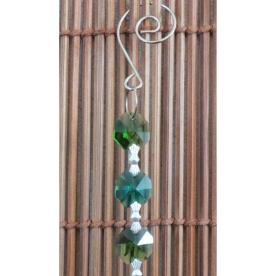 Suspension Cristal Solaire vert 20mm Spirale et Cercle – Image 3