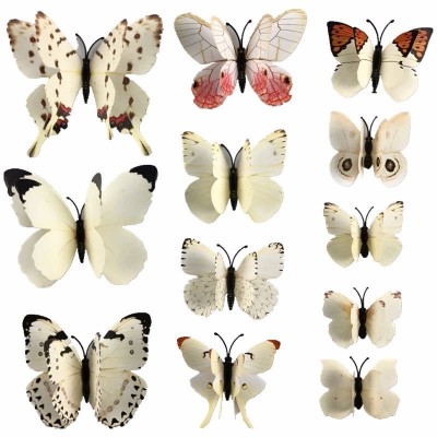 Stickers 12 Doubles Papillons beiges 3D – Image 2