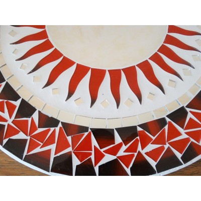 Miroir Soleil Mosaïque rouge et blanc 40cm – Image 2