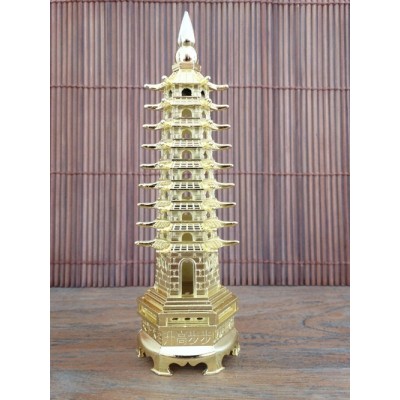 Grande Pagode Wen Chang Bronze dorée 25cm