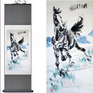 Kakemono Cheval dans la Prairie bleue