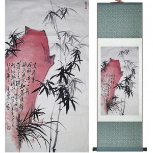 Kakemono Bambous sur Rocher rouge