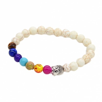 Bracelet Bouddha des 7 Chakras en Pierre de Lave