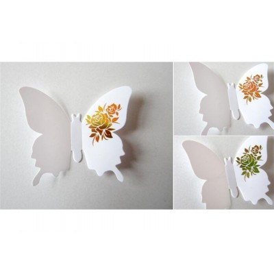 Stickers 12 Papillons blancs 3D à la Rose dorée – Image 2