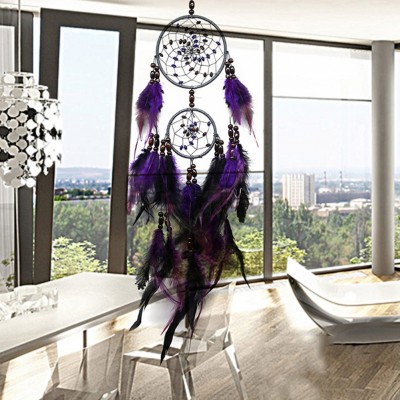 Attrape Rêves Plumes et Perles violettes – Image 3