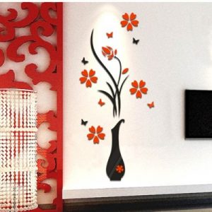 Sticker Bouquet de Fleurs 3D Rigide rouge et noir