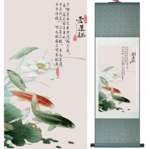 Kakemono Carpes Koi Asiatique