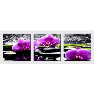 Horloge Trois Fleurs d'Orchidées