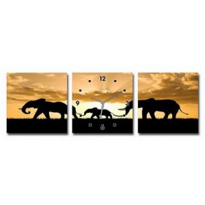 Horloge Murale Eléphants Coucher du Soleil