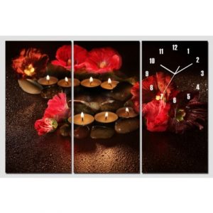 Horloge Murale Fleurs d'Hibiscus aux Bougies