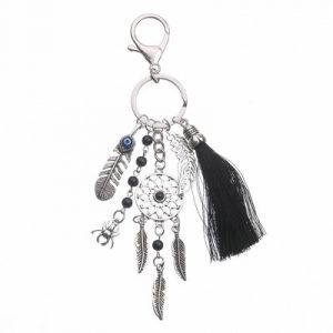 Porte Clés Attrape Rêves Plume Talisman noir