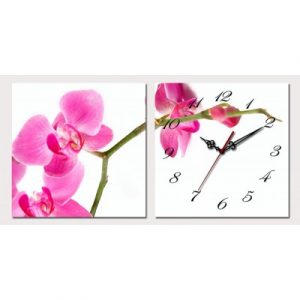 Horloge Murale Diptyque Fleurs d'Orchidées
