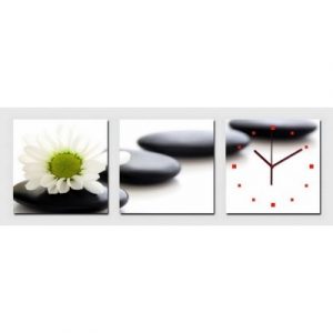 Horloge Murale Fleur de Marguerite et Galets