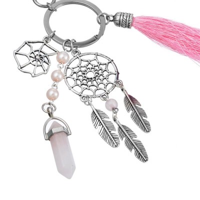 Porte Clés Attrape Rêves et Prisme en Quartz rose – Image 2