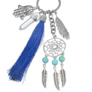 Porte Clés Attrape Rêves et Prisme en Cristal blanc