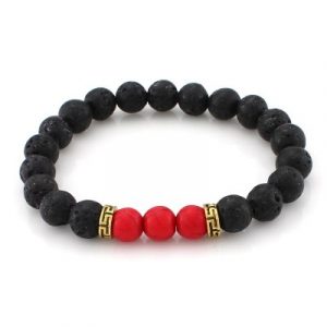 Bracelet Pierres de Lave et Pierres rouges