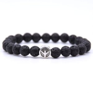 Bracelet Symbole de la Paix en Pierres de Lave