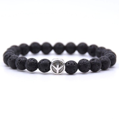Bracelet Symbole de la Paix en Pierres de Lave