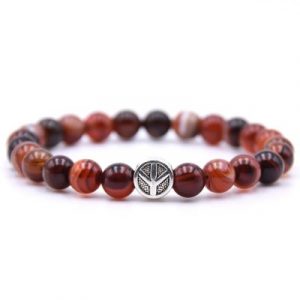 Bracelet Symbole de la Paix en Onyx rouge