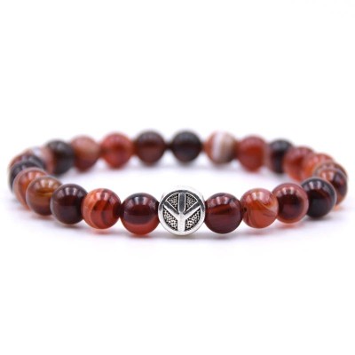 Bracelet Symbole de la Paix en Onyx rouge