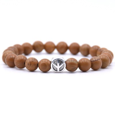 Bracelet Symbole de la Paix en Jaspe brun