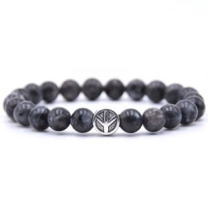 Bracelet Symbole de la Paix en Jaspe anthracite