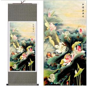 Kakemono Canards Mandarins en Balade