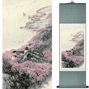 Kakemono Paysage Fleurs de Cerisier rose