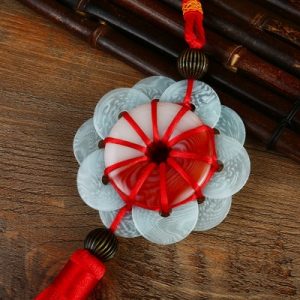 Grand Talisman 12 Pièces de monnaie Lotus en Jade