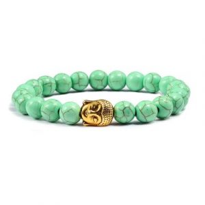 Bracelet Bouddha doré en Howlite vert