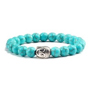 Bracelet Bouddha argenté en Turquoise