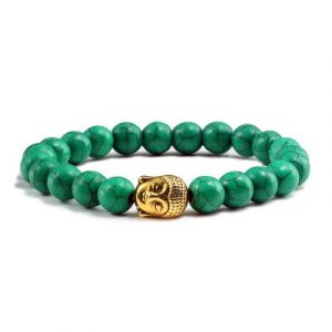 Bracelet Bouddha doré en Howlite émeraude